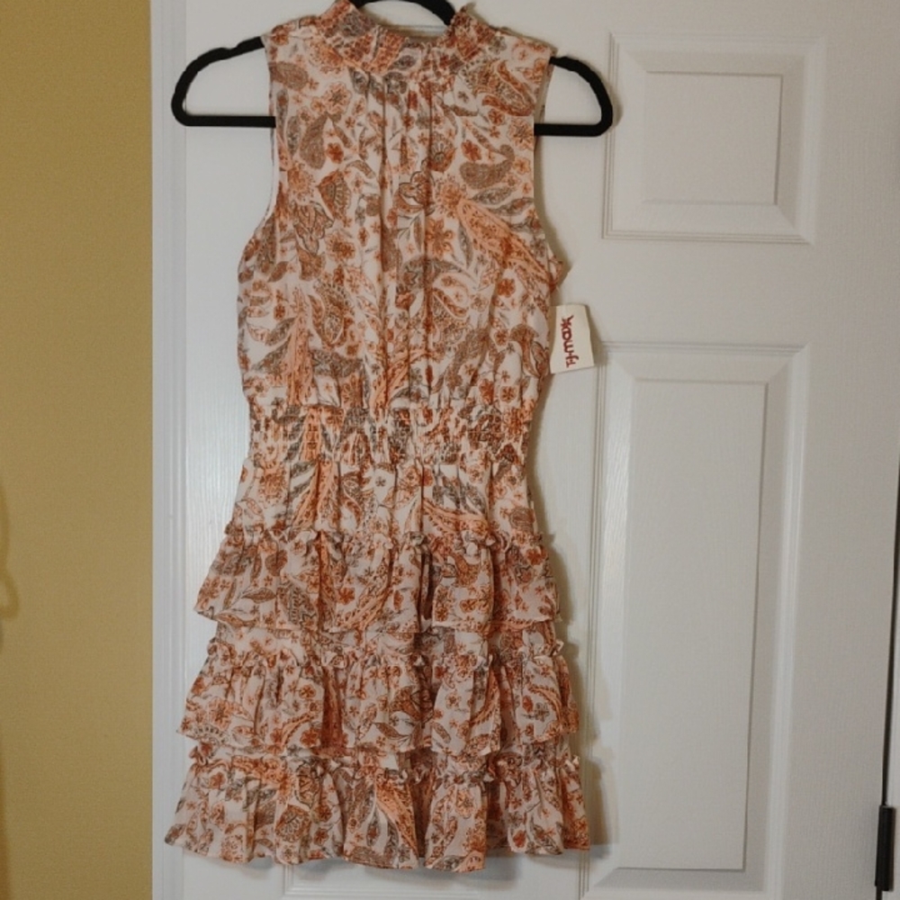 STATE Sleeveless Paisley Ruffle Mini Dress